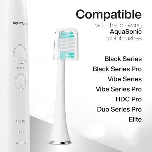 Image of AquaSonic Genuine Standard Replacement Brush Heads | ADA Accepted | for Normal & Sensitive Teeth | Compatible with Many AquaSonic Toothbrush Handles (2 Pack White)