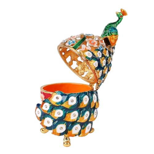 Boîte à bijoux œuf de paon vert pour coiffeuse et décoration