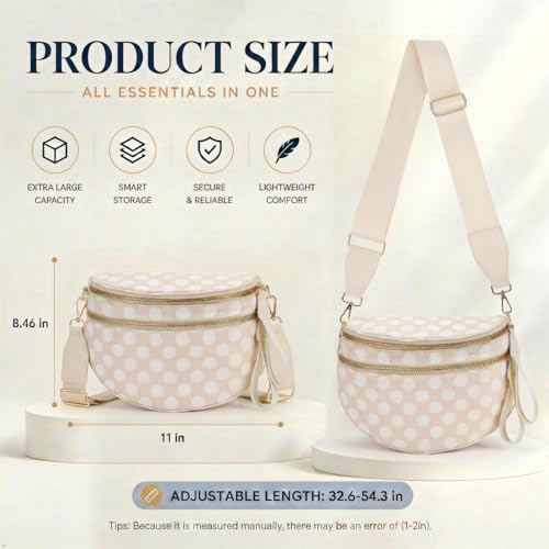 Image of Womens Crossbody Bag, Spacious Nylon Bum Bag Trendy Shoulder Purse with Adjustable Strap Zipped Travel Essentials