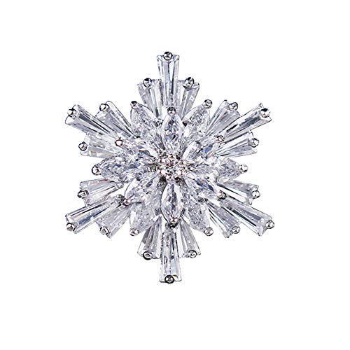 Mlouye Summer Flower Brooch Pins Full Cubic Zirconias Tiny Pin for Women Girls Wedding Party Silver Tone Clear
