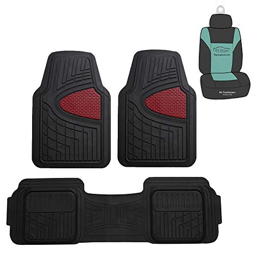 FH Group F11511 Trimmable Heavy Duty Tall Channel Floor Mats (Burgundy) Full Set