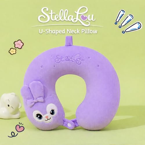 Image of Soft and Comfortable Cartoon Designed U-Shaped Kids Travel Neck Pillow for Airplane Car Flight Head Neck Support for Boys and Girls (Pack of 1, Purple)