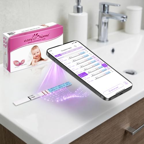 Image of Easy@Home Ovulation & Pregnancy Test Strips Combo Kit, 100 LH + 20 hCG | Includes 100 LH Ovulation Tests and 20 hCG Pregnancy Tests for At-Home Cycle and Pregnancy Testing, Package May Vary