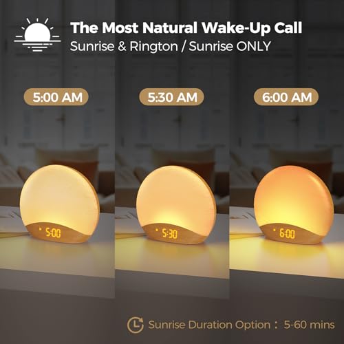 image for HOUSBAY Sunrise Alarm Clock Sound Machine, Wake Up Light- Soothing Sle