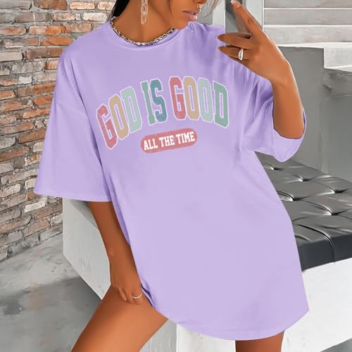 Image of Christian Shirts for Women Oversized God is Good Shirt Religious Jesus Faith Inspirational Tshirt Bible Verse Tee Top