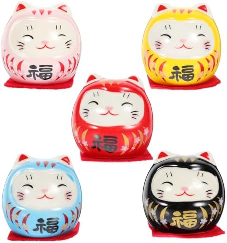 VALICLUD 5 Japanese Miniature Figures, Good Luck Zen Kokeshi Dhar...