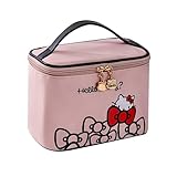 AmBealla Makeup Bag Large Waterproof Cosmetic Bags with Makeup Brush Holder, Cute Printed Makeup Organizer for Women Traveling,Portable Toiletry Bag for Girls