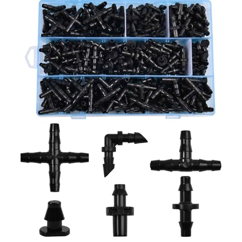 Connecteurs cannelés irrigation goutte à goutte LEONTOOL kit de 300 pièces pour tuyau 4/7 mm