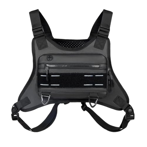 BDKMMS Sports Chest Bag, Adjustable Travel Chest Pack Tactical Breathable Running Vest Pouch for Hiking Hunting Cycling Fishing Traveling