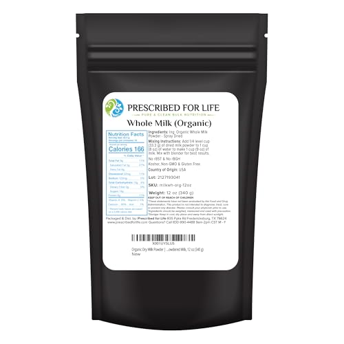 Prescribed For Life Organic Dry Milk Powder, USDA Grade...