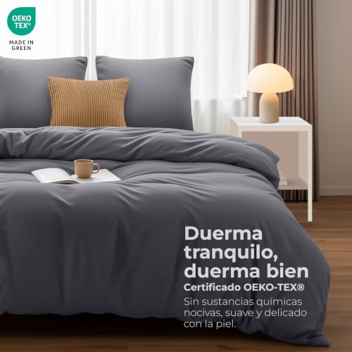 Miniatura 2 de Utopia Bedding Funda Nordica 220 X 240 - Microfibra Juego De Funda Edredon 220x240 Cm Y 2 Fundas De Almohada 65x65 Cm Gris