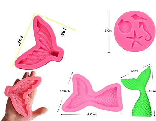 Set Of 3 Mermaid Tail Molds Sea Creatures Sealife Candy Gelatin Maker Fishing Lures Cake Decorating Soap Molds Jello Shots Cupcake Topper Chocolate Making Ice Tray Decor Non Stick Easy To Use #TOP3