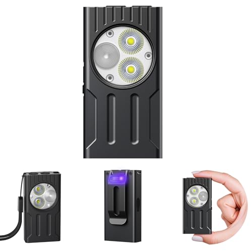 Orbecco Schlüsselanhänger EDC-Taschenlampe, 1000 Lumen Mini-Taschenlampe mit Magnet, wiederaufladbare UV-Taschenlampen für 80 Stunden, 8 Modi hohe...