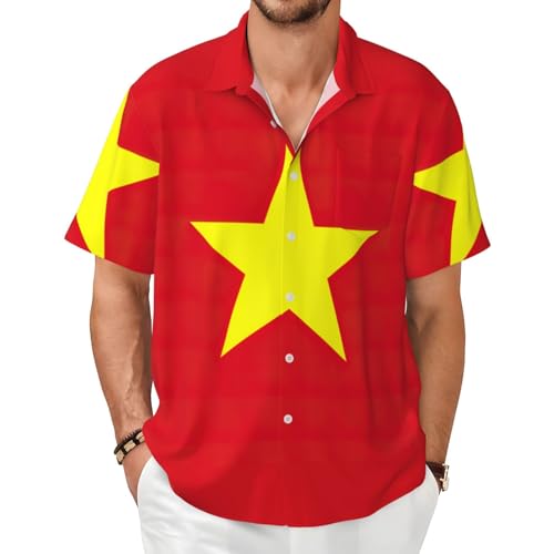 Chemise manches courtes imprimé drapeau vietnamien homme pour l'été