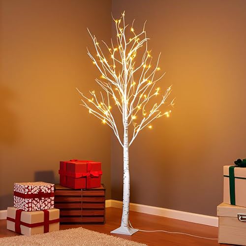 Twinkle Star Lighted Birch Tree 6 Feet 96 LED for Home Wedding Festival Party Christmas Decoration