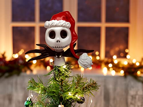 Department 56 Disney The Nightmare Before Christmas Santa Jack Skellington Face Sculpted Tree Topper, 8.75 Inch, Multicolor #TOP1