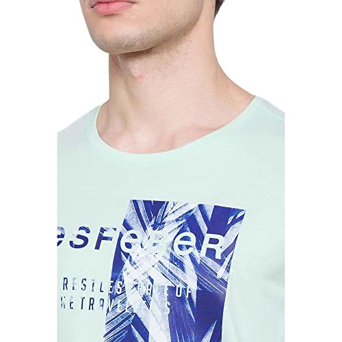Image of Spykar Mens Cotton ICE Green Printed T-Shirt