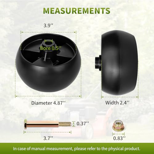 Fourtry 734-04155 Deck Wheels Fit for Cub Cad Mower - Deck Roller Gauge Wheels Compatible with Troy Bilt Craftsman HU Lawn Mower Tractor, Work with 42\" 46\" 48\" 50\" 54\" Deck, Replaces for 112-0677
