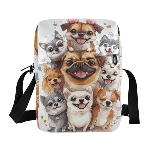 Cute Cartoon Happy Dog Families mens messenger bag Small Crossbody Bag Women Women's Purses Adjustable Strap for Shopping School