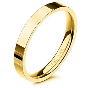 NOKMIT 3mm 14K Gold Filled Rings for Women Girls Dainty Gold Stacking Stackable Band Thin Gold Thumb Pinky Finger Ring Non Tarnish Comfort Fit Size 4 to 11