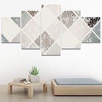 SIGNWIN 5 Panel Canvas Wall Art Modern Art Contemporary Dramatic Geometric Mixed Media Multicolor Patterns for Home Decorations Ready to Hang - 60