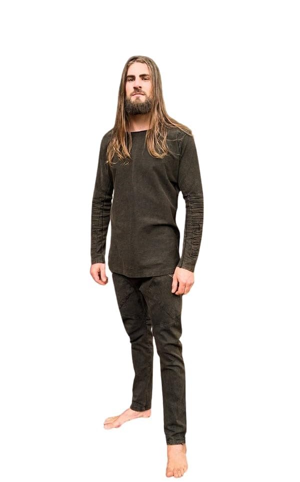 JAMIS Mens Jumper Long Sleeve Top Pullover Apocalyptic Dune Rugged Stone Washed Festival Ethnic