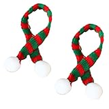 2Pcs Mini Christmas Scarf Wine Bottle Knit Scarf Doll Cover Santa Decor Party Ornament Home Decoration (Green)