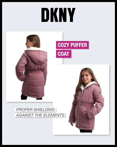 DKNY Girls’ Jacket – Reversible Heavyweight Quilted Parka Coat with Sherpa Lining – Reversible Jacket for Girls (4-16)4