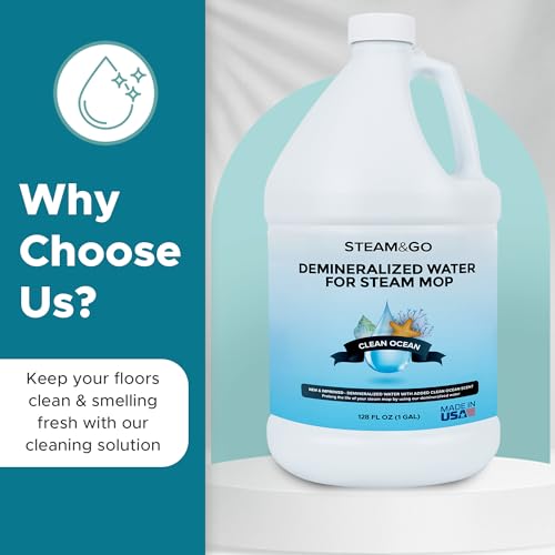 Image of Steam & Go Demineralized Water for Steam Mop - Clean Ocean Scent, 128 fl oz (1 gal) | Scented Floor Cleaner Solution, Ready-to-Use, Compatible with Any Steam Cleaner