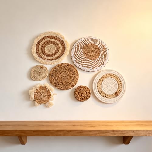 Decoración de pared bohemia de ratán SHINEOFI para dormitorio estilo boho 6