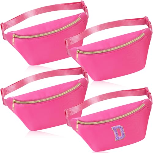 Hillban 4 Pcs Fanny Packs Cross-body Bag Preppy Waist Packs Water Resistant Fanny Bag with Adjustable Strap for Travel Women Men (Rose Red)