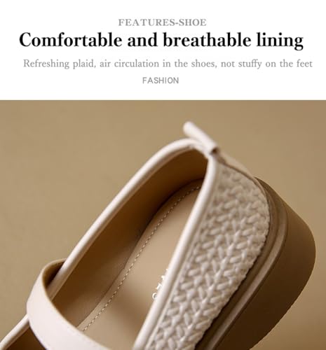 NICO×ASH Women's Mary Jane Flats with T-Strap & Buckle, Chunky Sole Silver Woven Platform Shoes for Casual & Dressy Daily Wear4