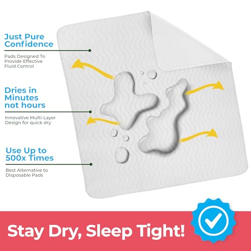 Image of 4 Pack Waterproof Reusable Heavy Absorbency Incontinence Bed Pads 34 inchx36 inch | Utopia Bedding Washable Underpads, Chuck Pads for Adults, Kids, Elderly and Pets, Bedwetting Pads for Sofa and Couch, White