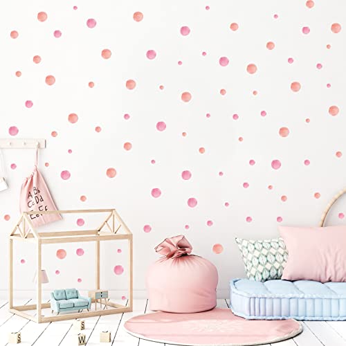 316 Pieces Polka Dots Watercolor Wall Sticker Rainbow Wall Decals For Girls Bedroom Pink Removable Circle Wall Decor Peel And Stick Wallpaper For Nursery Kids Playroom Classroom And Living Room #TOP3
