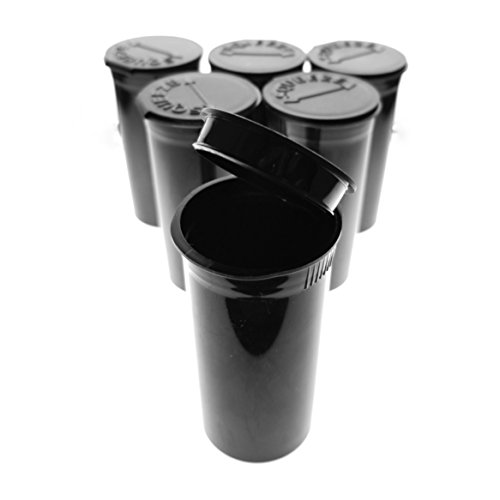 50 Pack of Black 13 Dram Pop Top Bottle Rx Vial Medical Grade Pill Box Herb Container