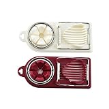 2Pcs Manual Egg Slicer for Hard Boiled Egg with Stainless Steel Wire, 2 in 1 Egg Slicer Cutter for S