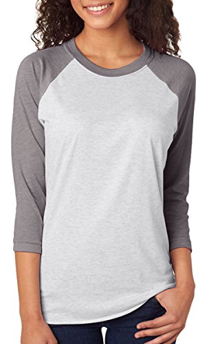 Next Level Unisex Triblend 3/4-Sleeve Raglan S PR HTHR/ HTR WHT