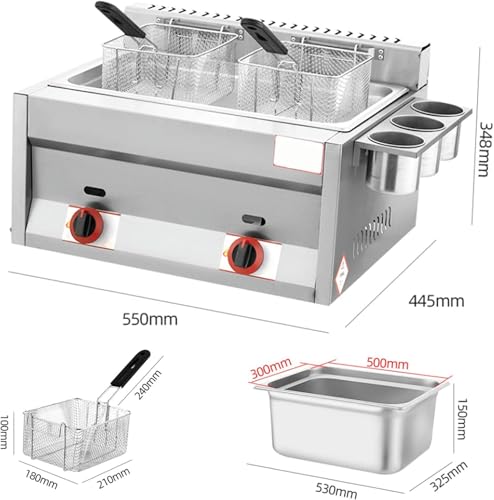 AFLEPCBRQ 22L Fritteuse Gas-Frittenmaschine Lebensmittelechter Edelstahl Elektronische Impulszündung rutschfest Energiesparend Leicht zu reinigen – Bild 3