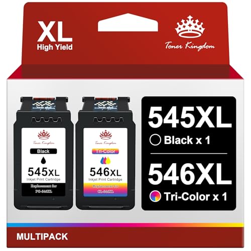Toner Kingdom PG-545XL CL-546XL Cartuchos de Tinta Compatible Tinta Canon 545 546 para Canon Pixma TS3350 TS3150 TR4550 MG2550 MG3050 MX495 MG2950 TS3351 TS3151 TR4551 TS3450 (1 Negro, 1 Tricolor)