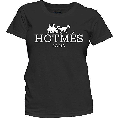 Women's Fashion Hotmes Cute Graphic Tee Ladies Funny Stylish T-Shirt (L, Black)