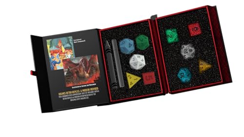 FanRoll D&D 50th Anniversary Dice Double Set, Then and Now Commemorative Set with Modern and Retro DND Dice Sets