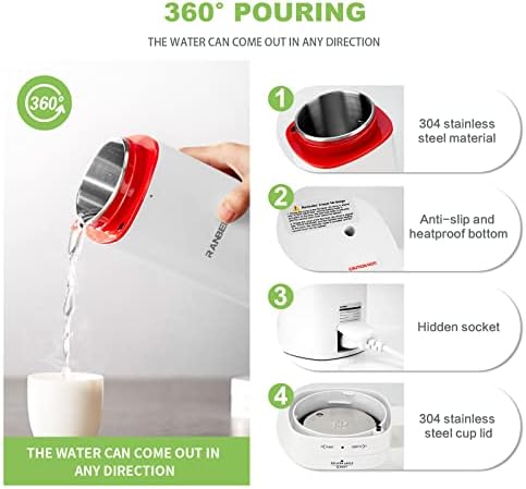 Small Travel Kettle Fast Boil Achort Stainless Steel Mini Water Boiler Portable Electric Travel Kettle 3 in 1 Water Heater One Cup Hot Water Maker with Automatic Shut off for Tea Coffee Baby 350ML