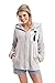 Produktbild LEVERIE Damen Homewear Kuscheljacke (made in EU) in tollem Design, Gr. S, Hellgrau-Katze