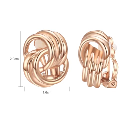 Image of Yoursfs Gold Textured Knot Clip On Earrings for Women Non Pierced Earring 18K Gold Plated Double Half Hoop Earrings Trendy Jewelry