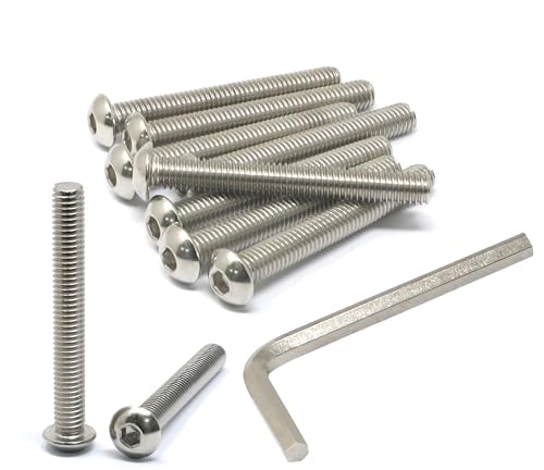 iexcell 10 Pcs 3/8-16 x 3 Stainless Steel 304 Hex Socket Button Head Cap Screws Bolts Kit