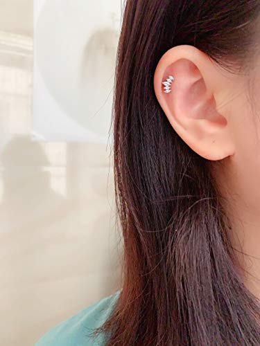 6Pcs Cartilage Earring Surgical Steel 20G - Helix Conch Daith Piercing Jewelry For Women Girls (Silver) #TOP6