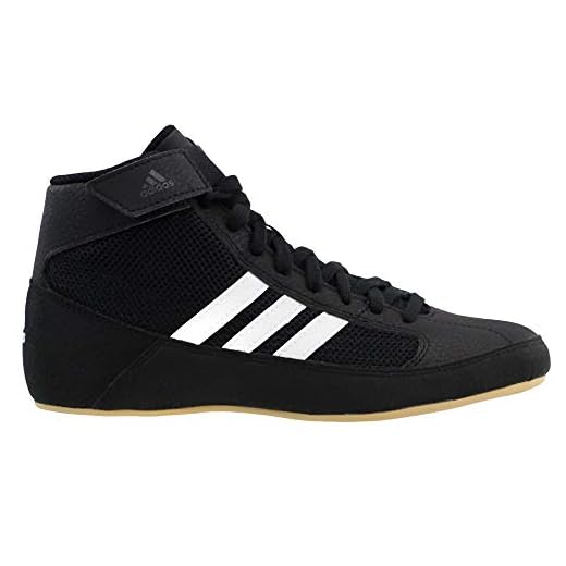 adidas Men's HVC Wrestling Shoe, Black/White/Iron Metallic, 10