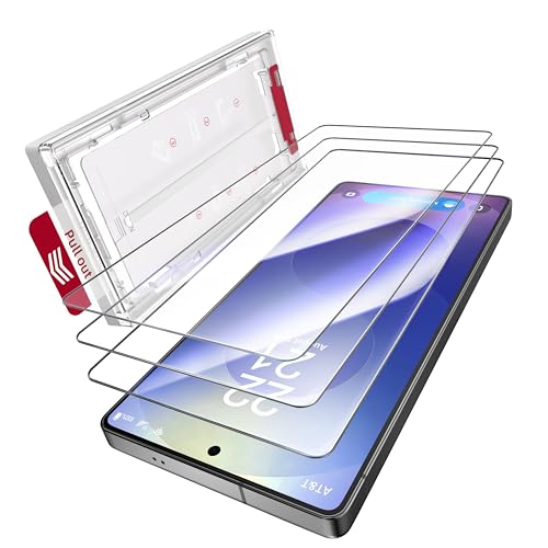 X-it Lot de 3 protections d'écran HD pour Samsung Galaxy S25 Edge, [déverrouillage 100 % d'empreintes digitales], verre trempé 9H+, [retrait automatique de...