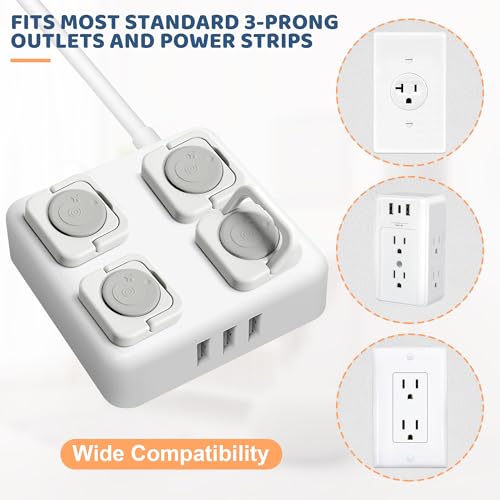 Baby Proofing Outlet Covers(45 Pack), Baby Proof Plug Covers with Hidden Pull Handle for Child Safety, Electric Socket Covers, Plug Protectors to Prevent Power Shock(Grey) - Thumbnail 6