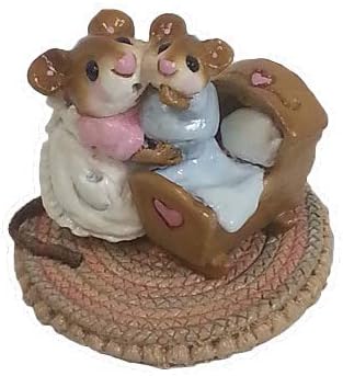 Wee Forest Folk M-069 Beddy-Bye Mousey (Pink Mom & Blue Baby)